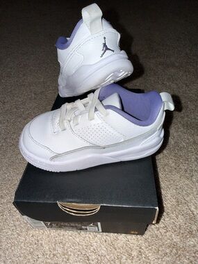 Jordan Kids White Sneakers with Lavender Interior